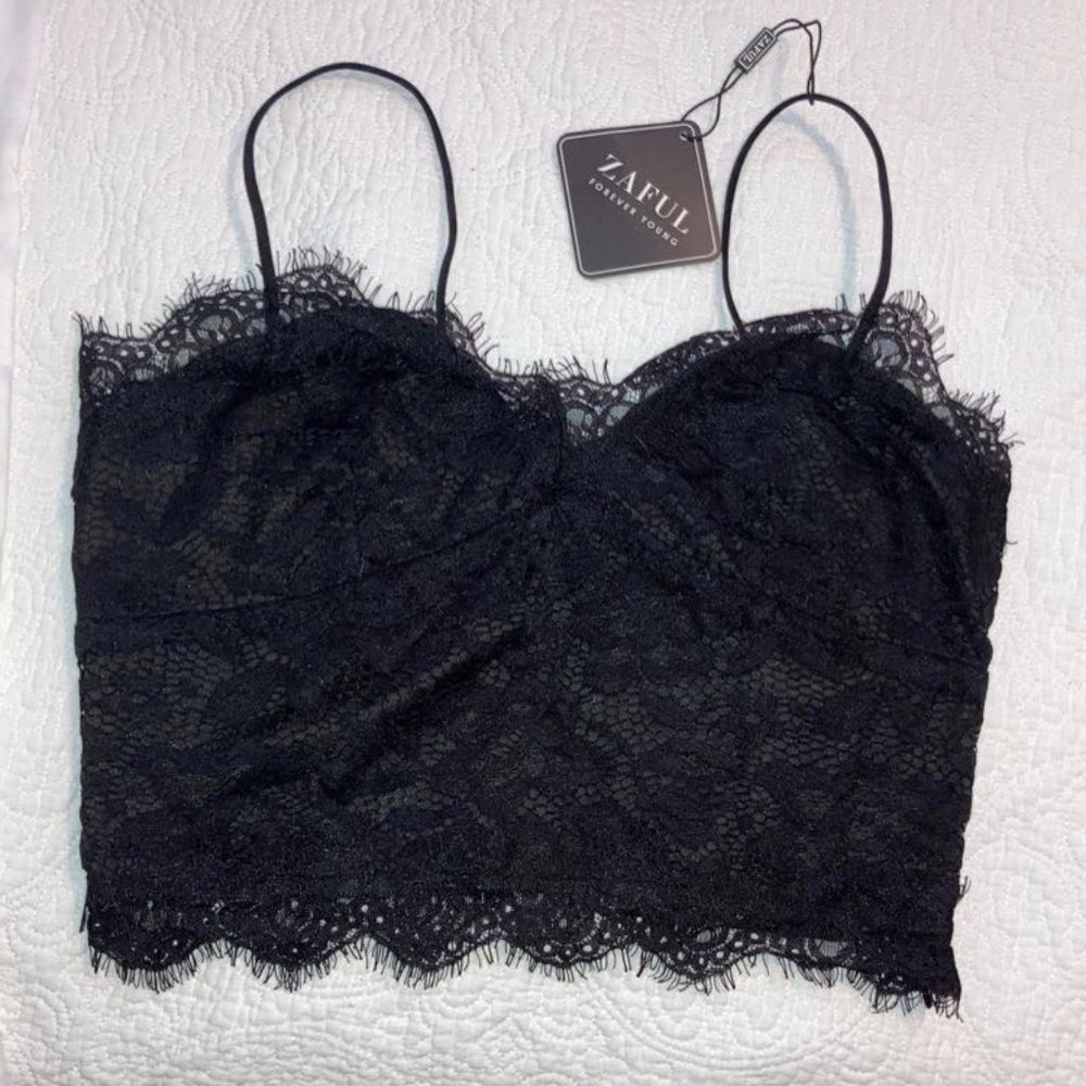 Brand new black Zaful lace top//